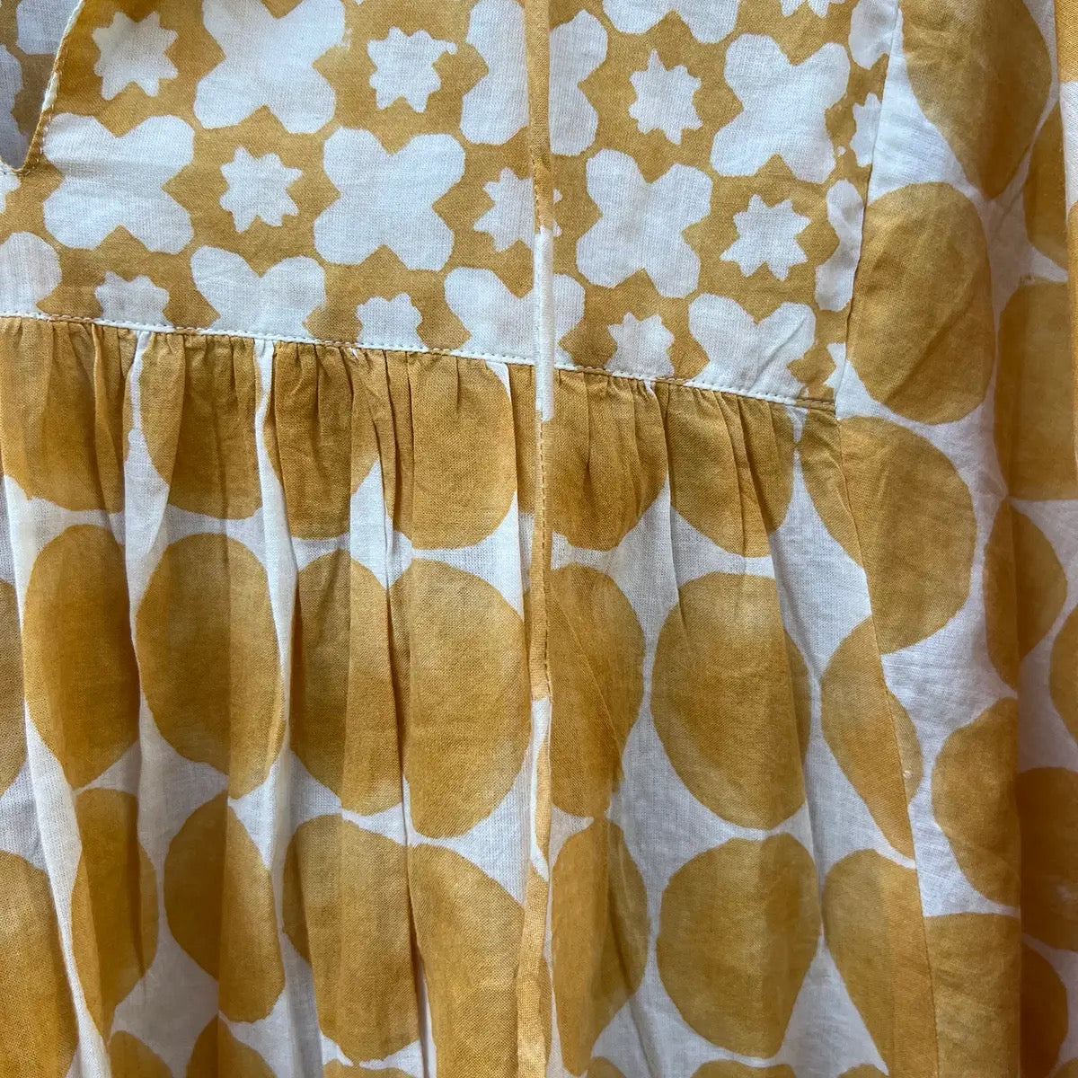 Blouse--"Albi", Tie-Front, Puff Sleeves, Yellow (Little Journeys)