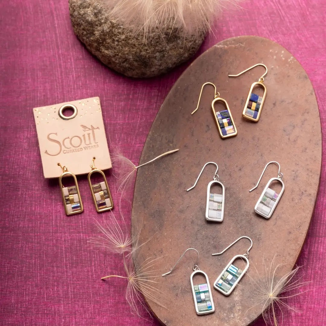 Earring--Frame w/Glass Beads, Blush & Topaz/Gold (Scout Curated Wears)