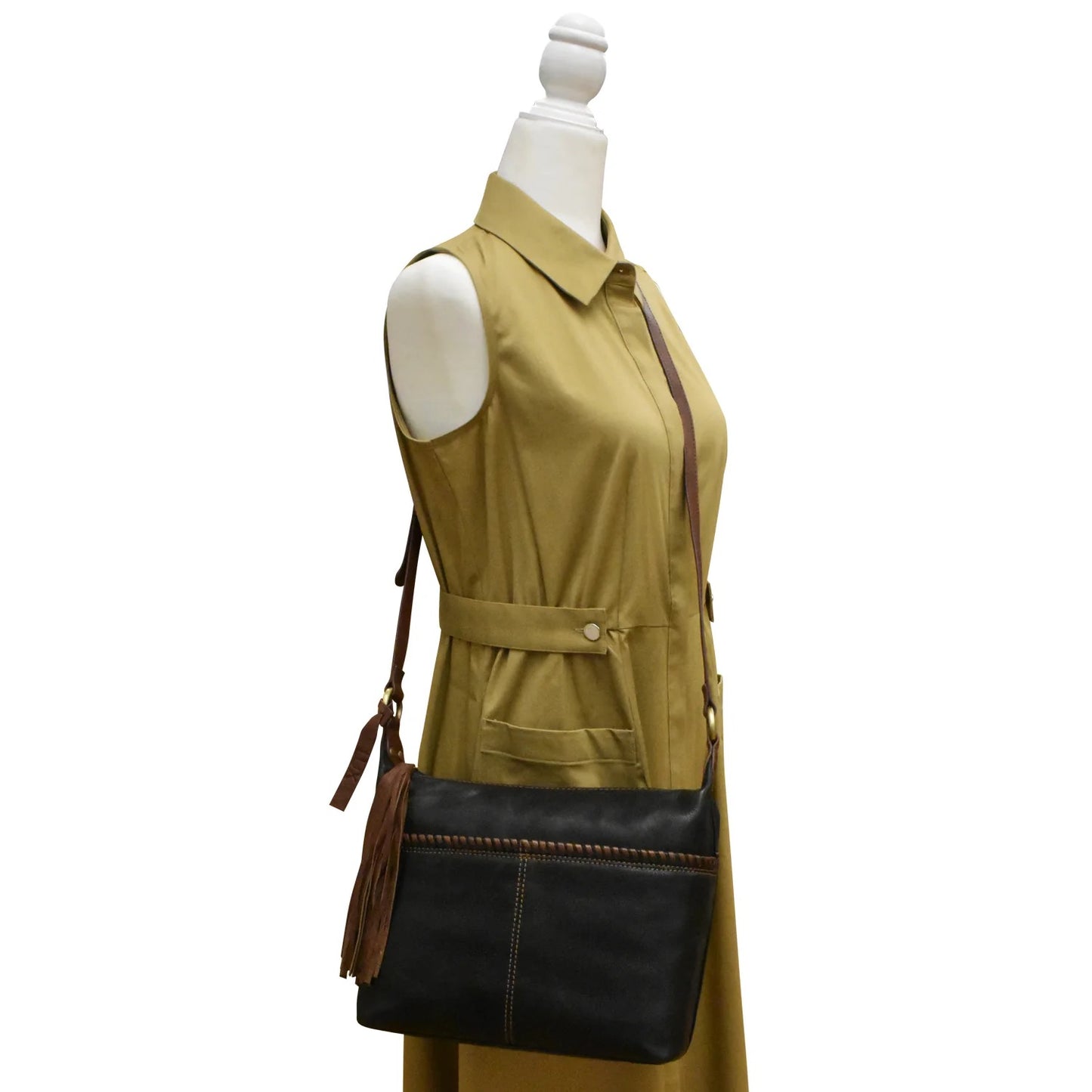 Bag--"Urbano Hobo", Crossbody, Whipstitched, Leather, Various Colors (Ili New York)