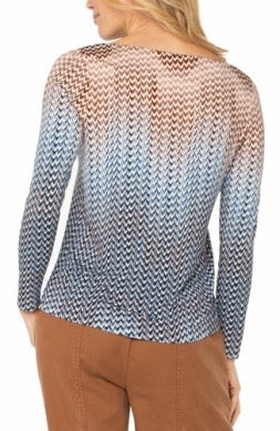 Top--Long Sleeved, Viscose, Gradient Blue to Brown (Liverpool LA)