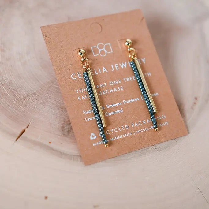 Earrings--Seed-Beads & Bar, Posts, 3 Versions (Cecelia Designs)