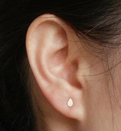 Earrings--"Teardrop", Gold-Plated Studs, Plain (Tilly Doro)