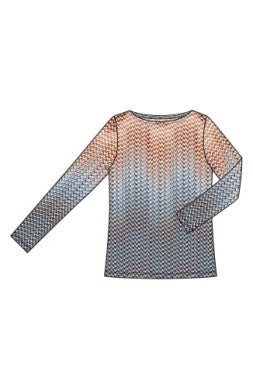Top--Long Sleeved, Viscose, Gradient Blue to Brown (Liverpool LA)