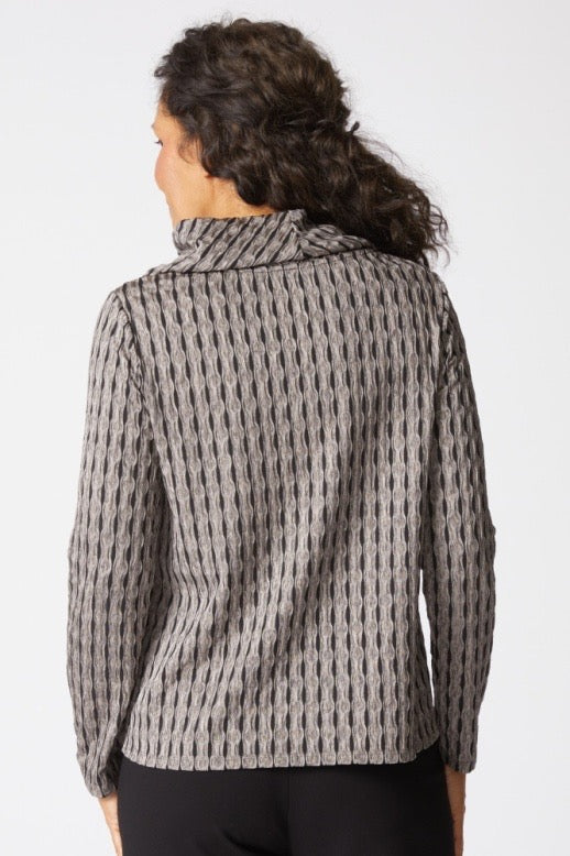 Top--"Newport", Cowl, Long Sleeve, Pocket,"Driftwood" (Habitat)