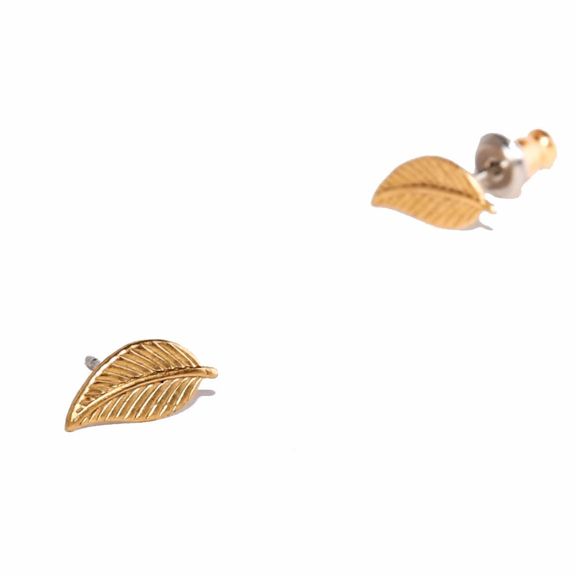 Earrings--"Leaf", Gold-Plated Studs (Tilly Doro)