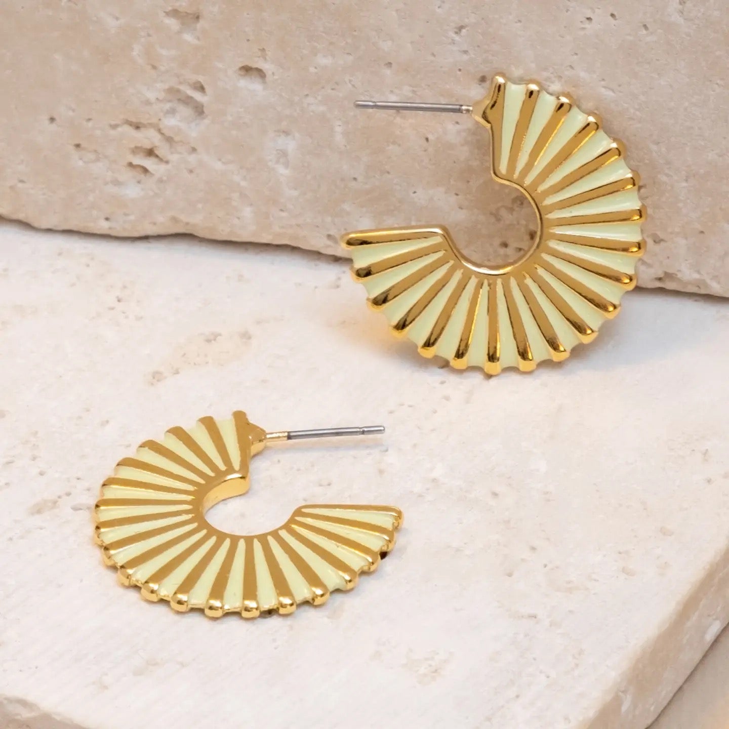 Earrings--Gold and Mint, Hoops, Enamel & Gold-Plate (Mayana)