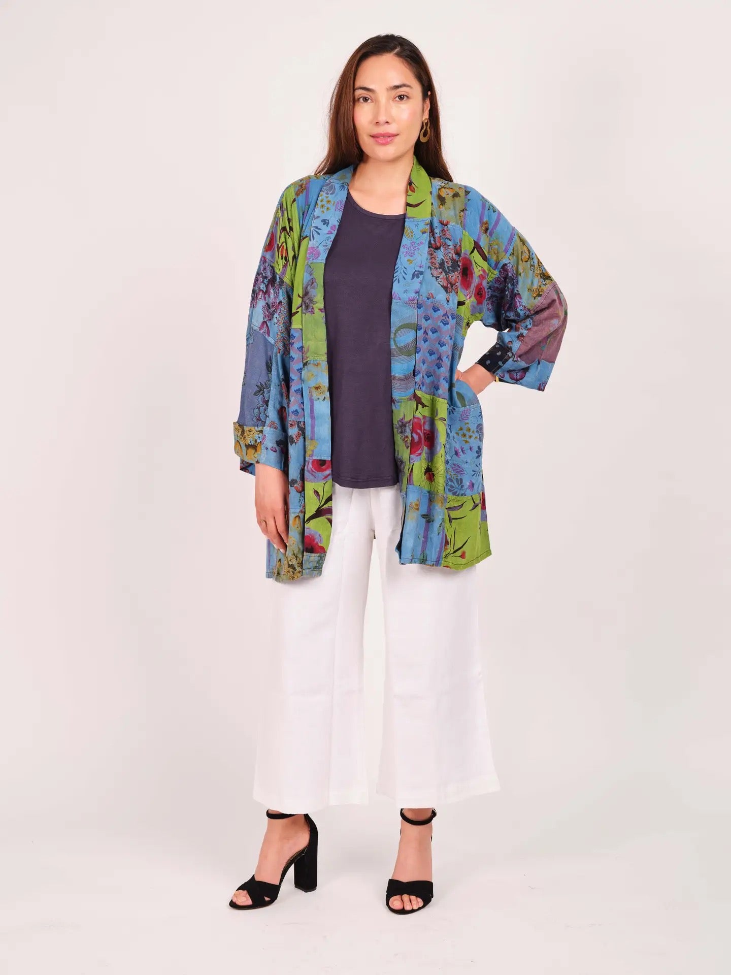 Coverup--"Patchwork", Open Front, 3 Colors (Windhorse)