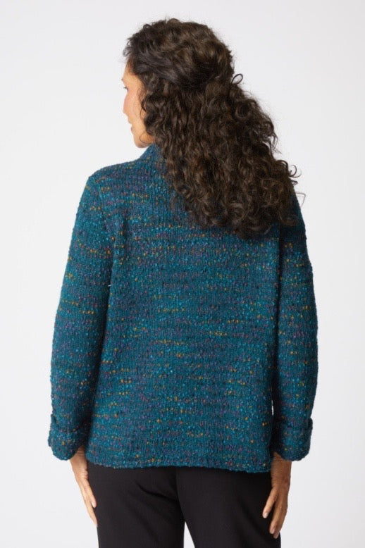 Sweater--"Confetti", Funnel Neck, Navy OR Juniper (Habitat)