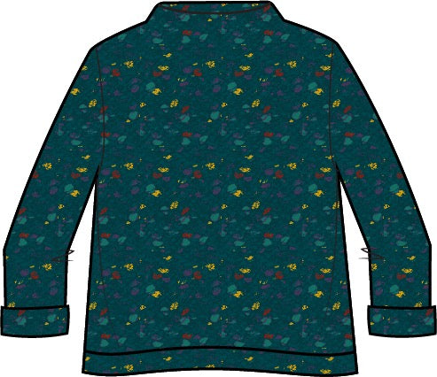 Sweater--"Confetti", Funnel Neck, Navy OR Juniper (Habitat)
