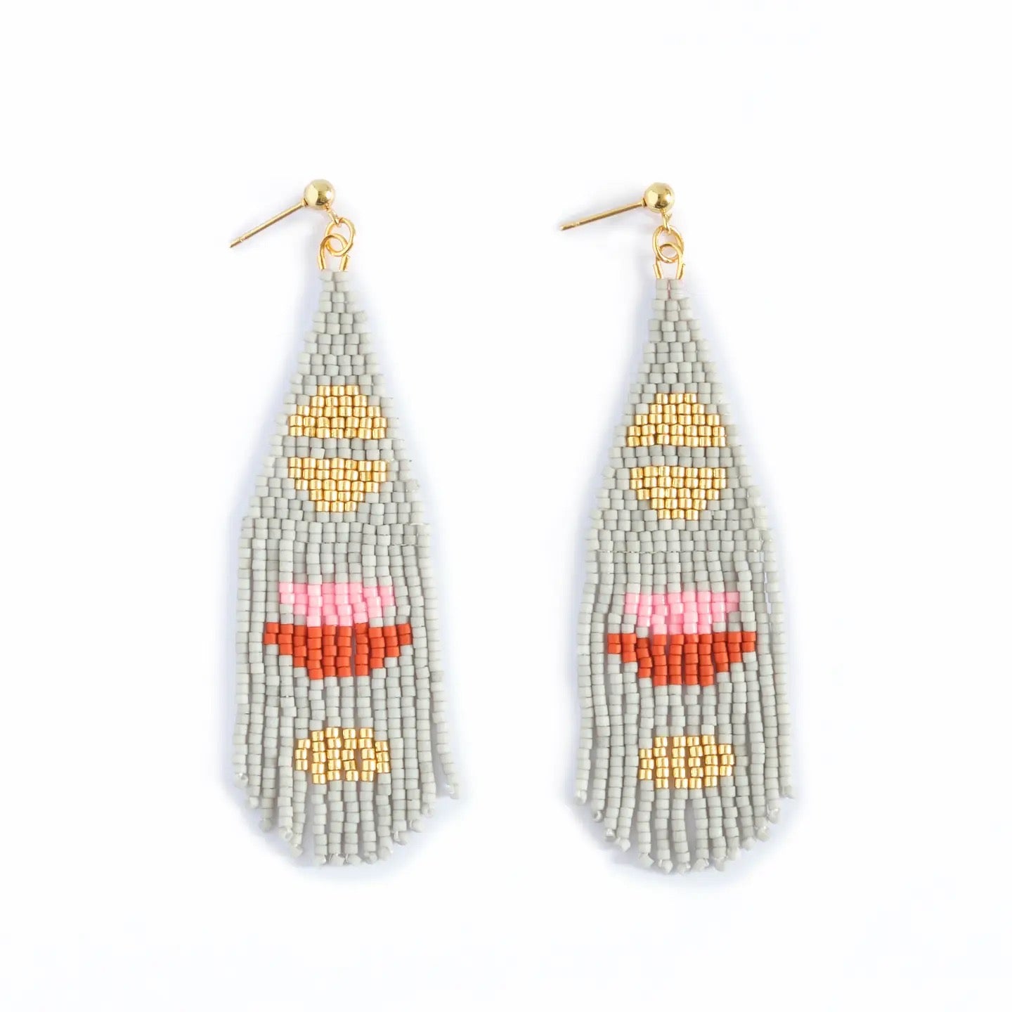 Earrings--"Half Moon", Beaded, Fringe (Mayana)