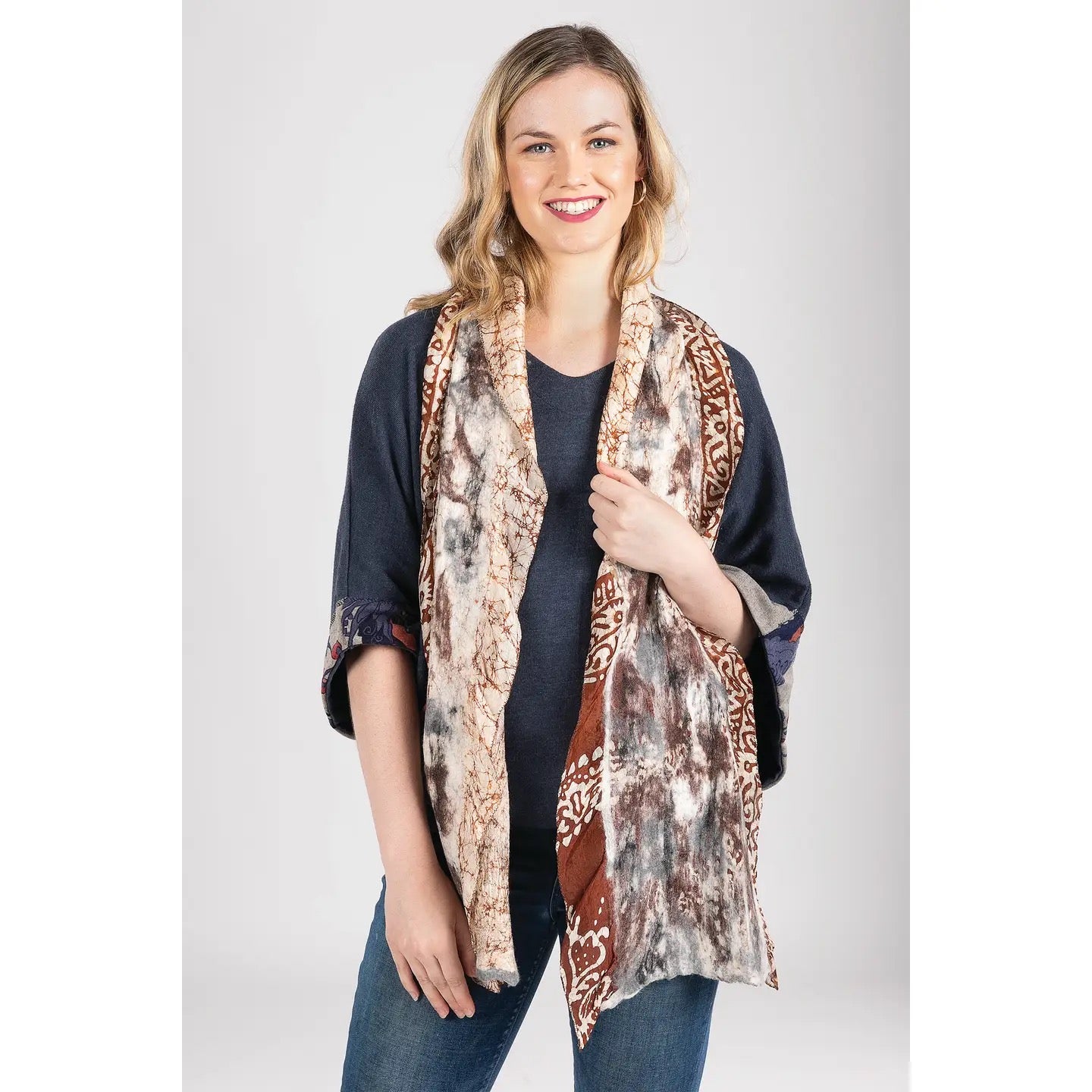 Scarf--Felted Wool & Silk Frill, 2 Colors (Windhorse)