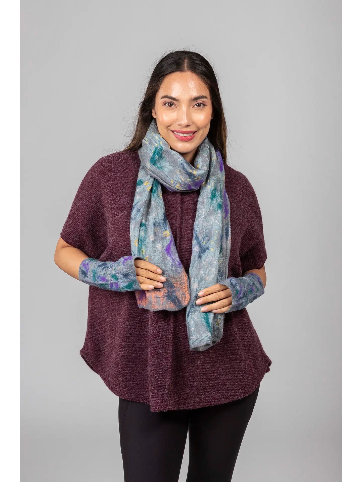 Scarf--"Impressionism", Merino Felted Wool, 3 Colors (Windhorse)