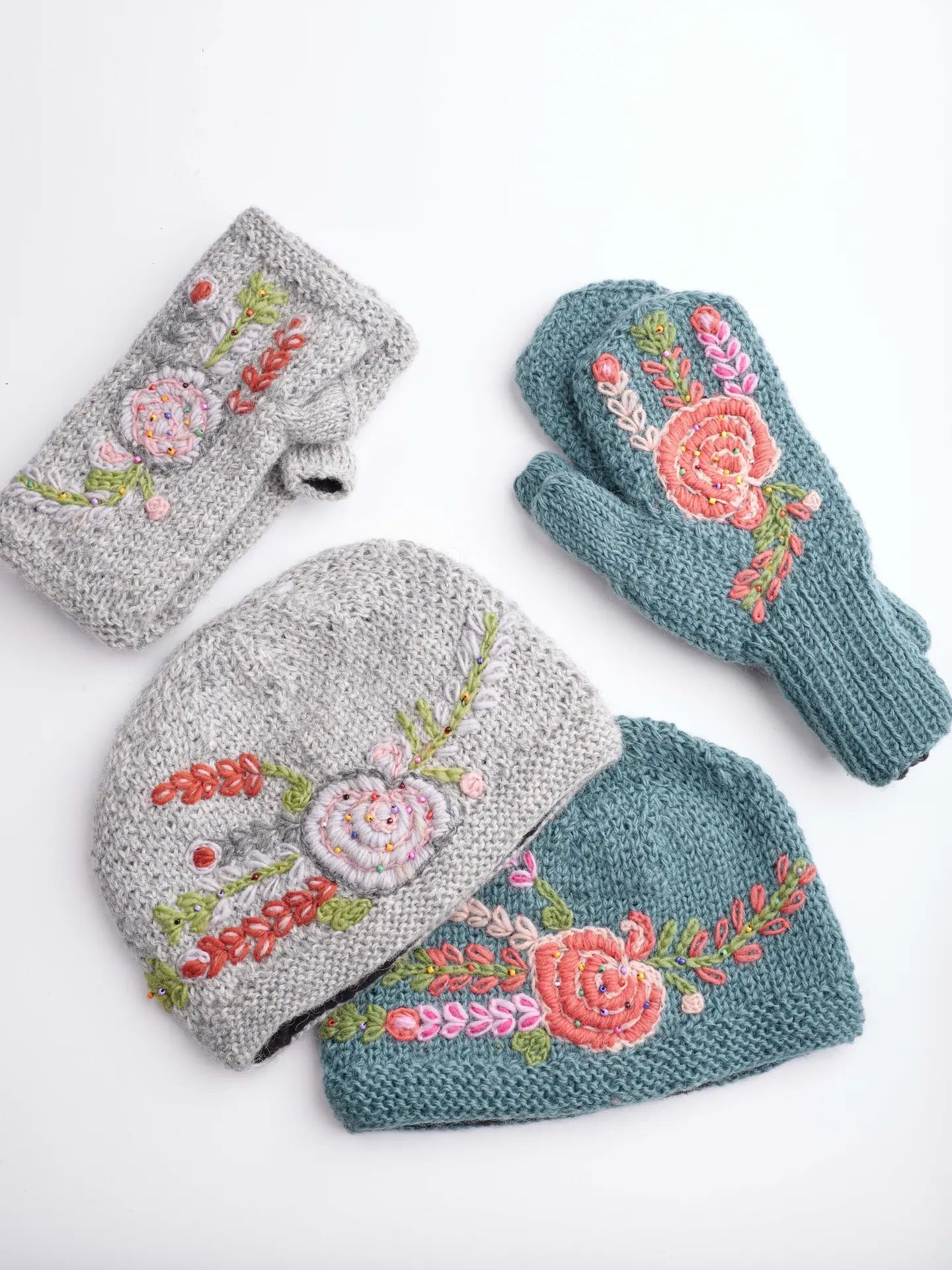 Hat--"Floral", Beanie, Wool, 3 Colors (WIndhorse)