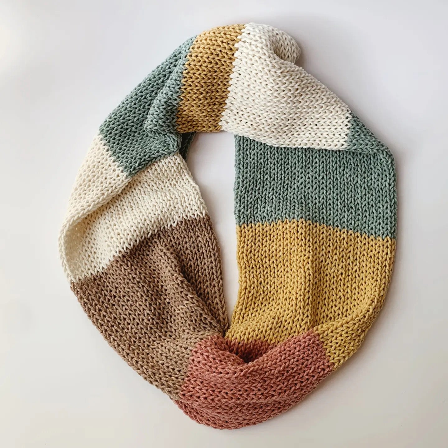 Scarf--Infinity, Cotton, Color-Block (Cristin Rae Knits)