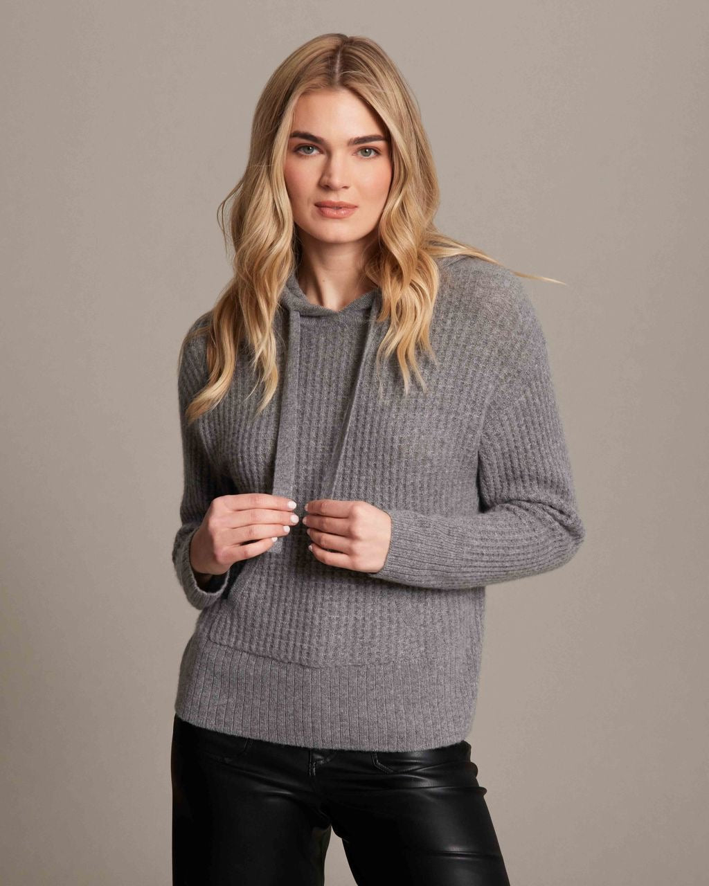 Hoodie--"Coco", Boxy, Thermal, Cashmere, Flagstone (Alashan)