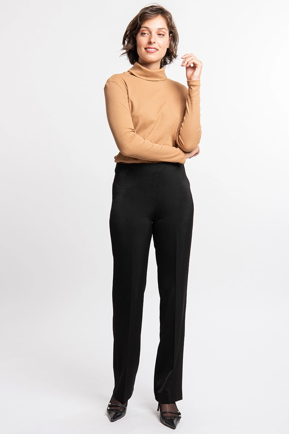 Pants--"Archa", Straight-Cut, Black (ficelle Paris)