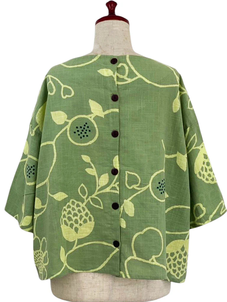 Top--"Summer Picnic", Cotton, Green Tea OR Light Grey (Mona Lisa)