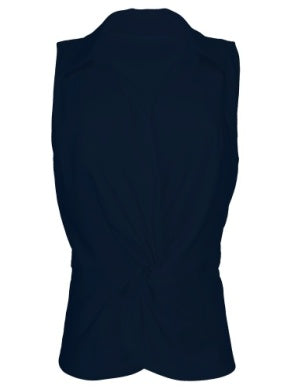Shirt--"Sara", Front Twist, Sleeveless, Linen-Blend, Navy (Kut from the Kloth)