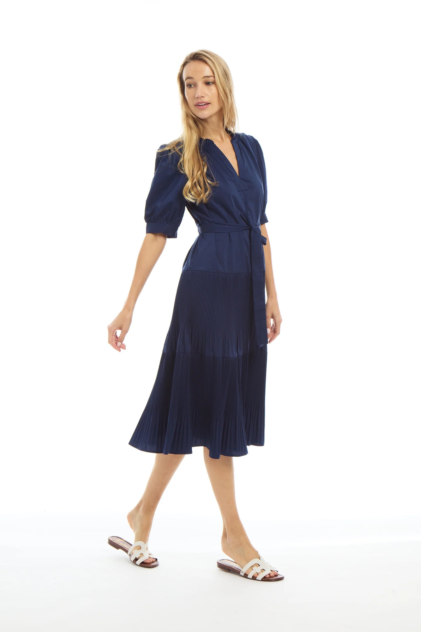 Dress--"Nappa", Tiered & Pleated, Navy (Patty Kim)