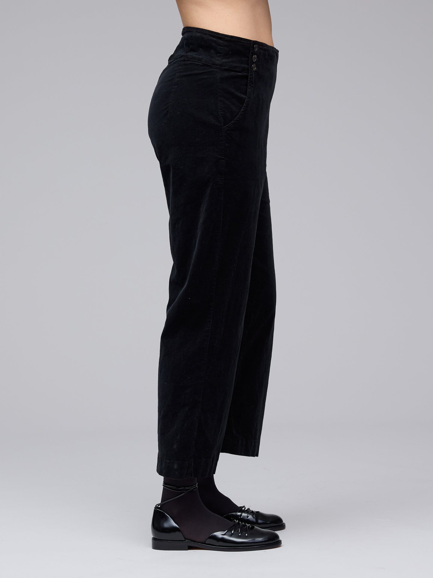 Pants--Button, Corduroy, Black (cut loose)