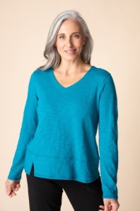 Top--V-neck, Long Sleeve, TEAL (Habitat)