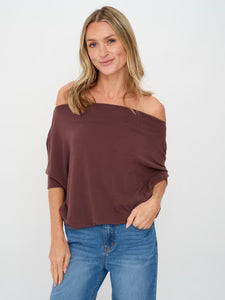 Top--"Anywhere", SHORT Sleeved, Raisin OR Truffle (Six Fifty)