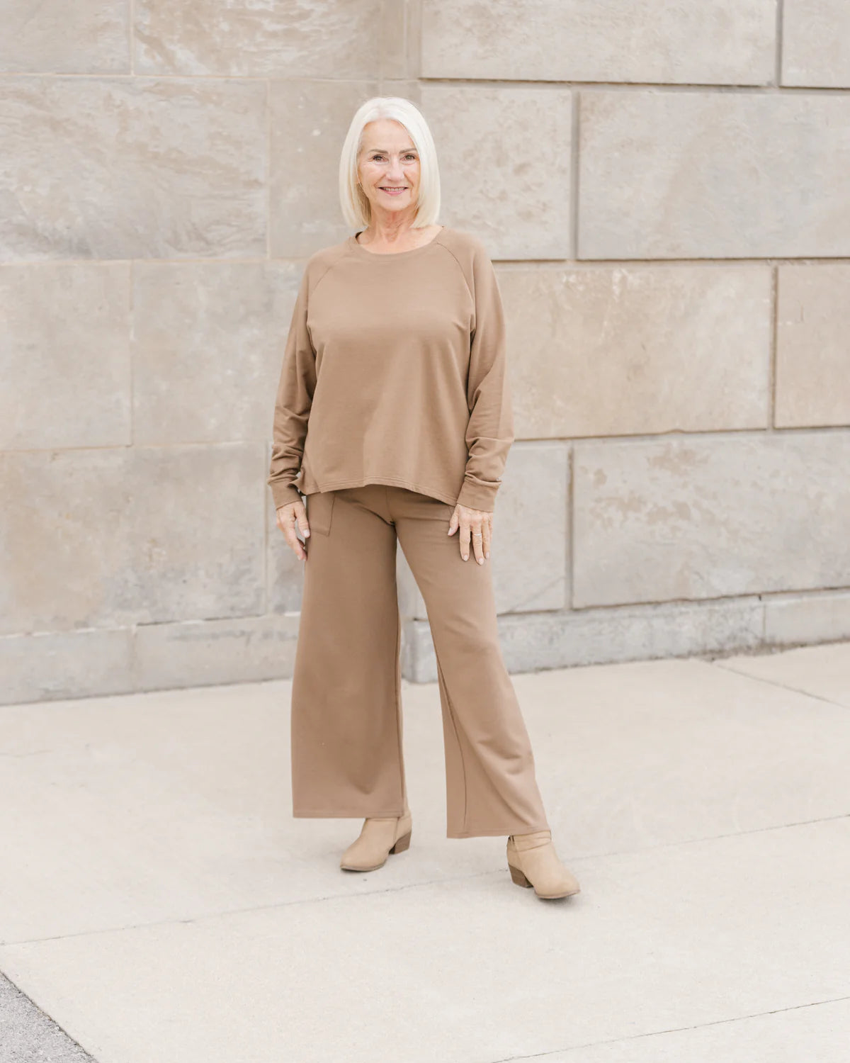 Pants--"Noel", Wide Leg, French Terry, Black OR Coffee (Shannon Passero)