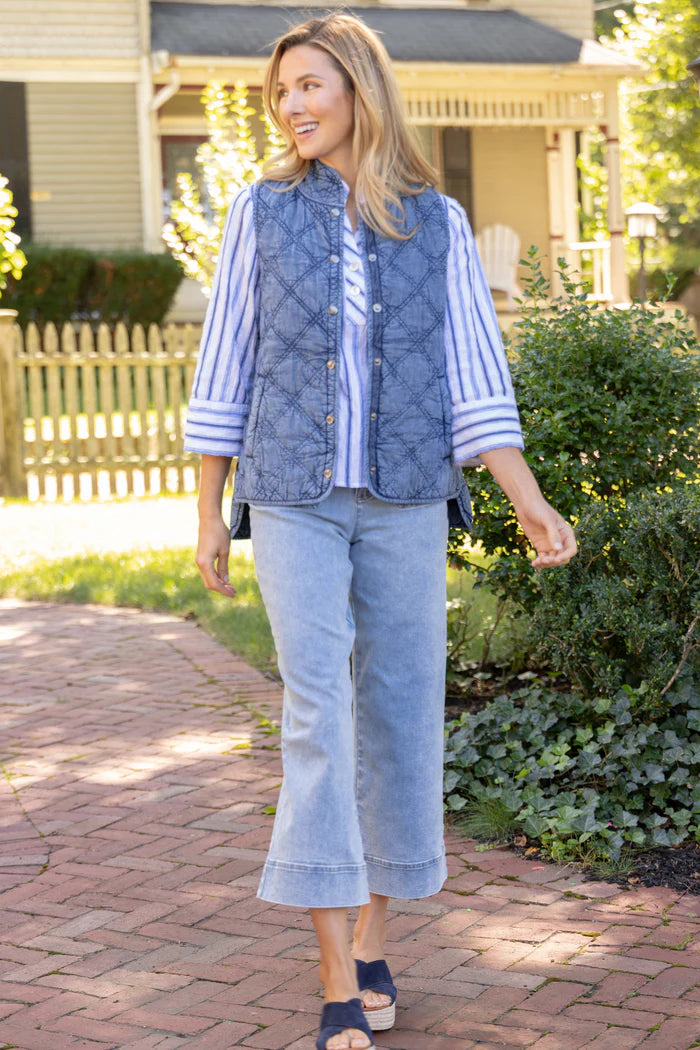 Pant--Cropped, Patch Pockets, Mid Blue (Habitat)