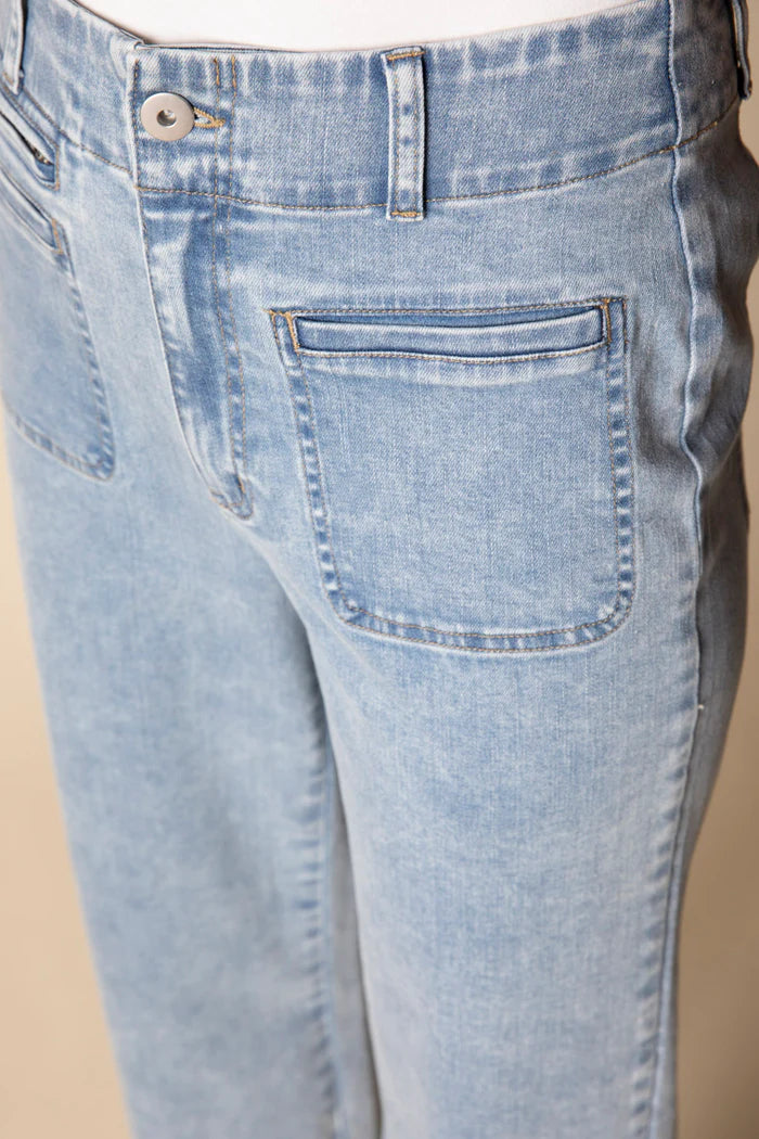 Pant--Cropped, Patch Pockets, Mid Blue (Habitat)
