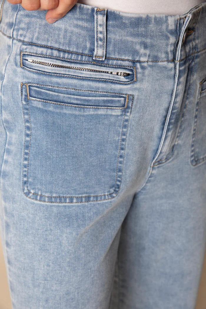 Pant--Cropped, Patch Pockets, Mid Blue (Habitat)