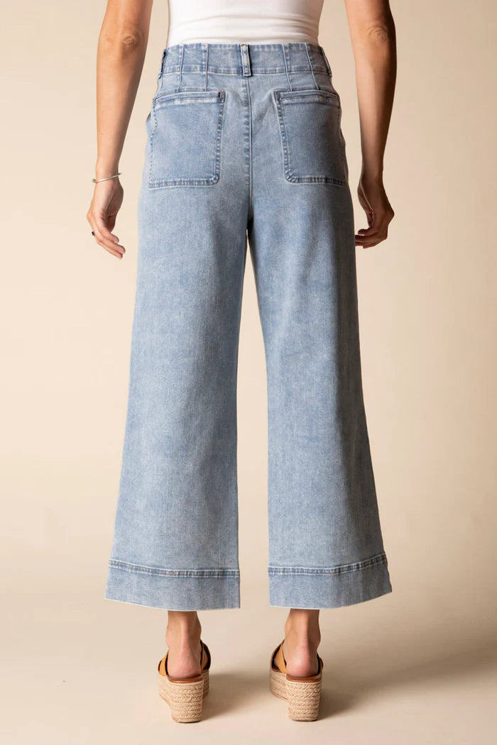 Pant--Cropped, Patch Pockets, Mid Blue (Habitat)