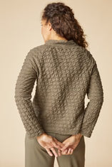 Sweater--"Aspen Pullover", Mock Neck, Patch Pocket, Cotton, UMBER (Habitat)