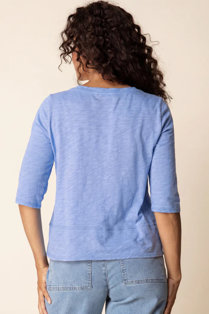 Top--V-neck, 2/3 Sleeve, Sky OR DewDrop Blue (Habitat)