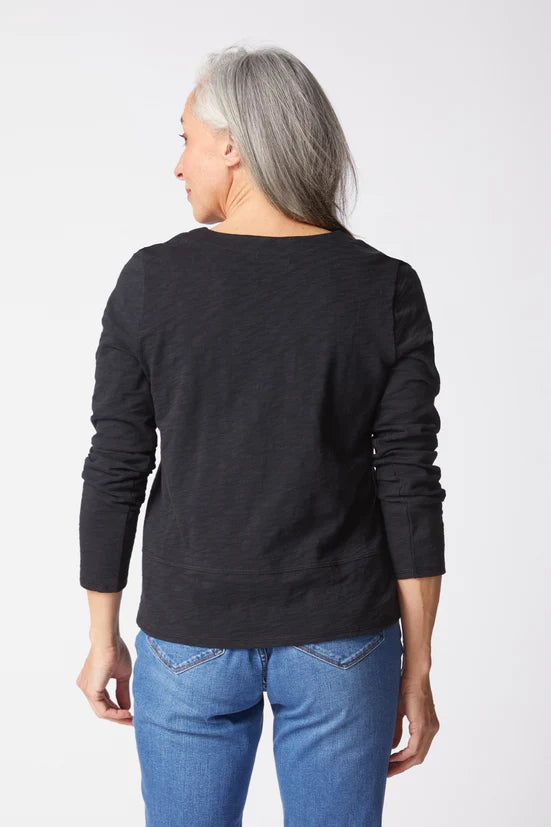 Top--V-neck, Long Sleeve, Black (Habitat)
