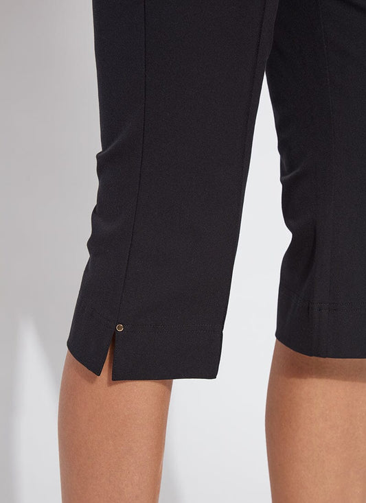Pants--"Amanda", Capri, Cotton-Twill Blend, Black (Lysee)