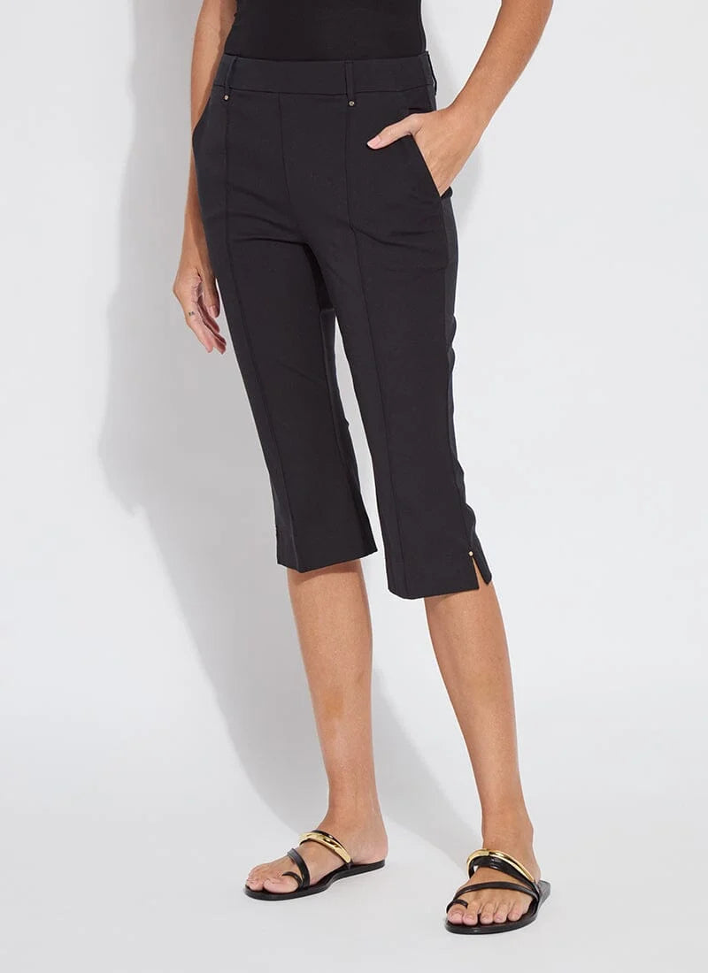 Pants--"Amanda", Capri, Cotton-Twill Blend, Black (Lysee)