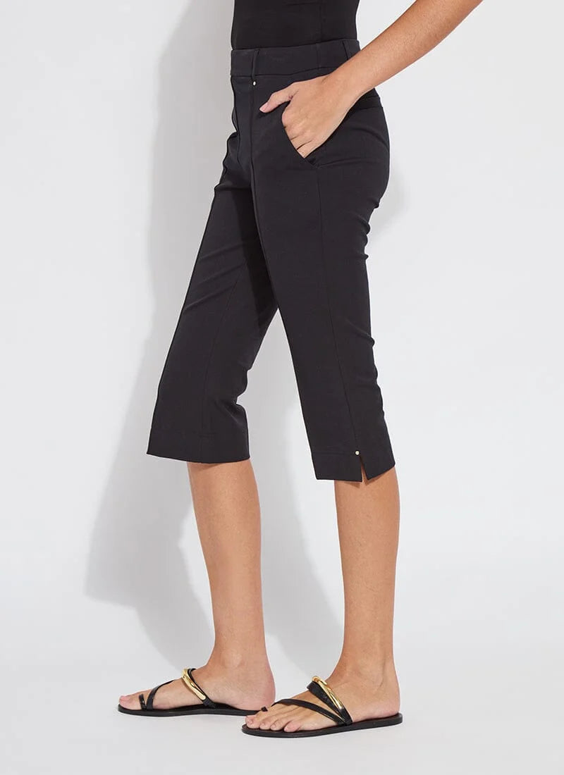 Pants--"Amanda", Capri, Cotton-Twill Blend, Black (Lysee)