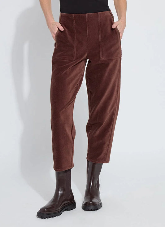Pants--"Tatum", Corduroy, Barrel, Cropped, "Polished Wood" (Lysse)