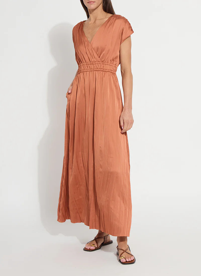 Dress--"Maite", Pleated, Polyester, Saffron (Lysse)