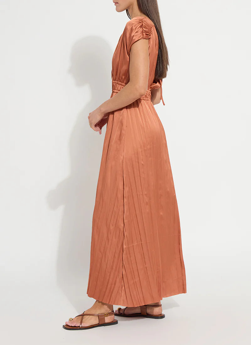 Dress--"Maite", Pleated, Polyester, Saffron (Lysse)