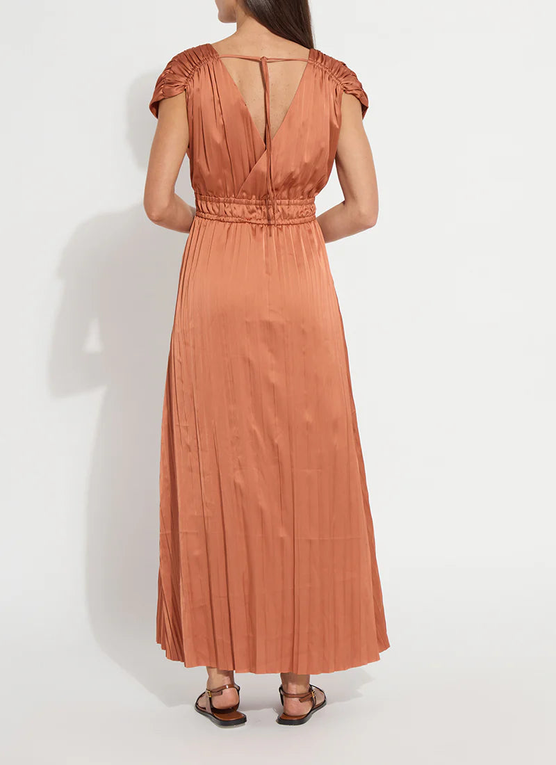 Dress--"Maite", Pleated, Polyester, Saffron (Lysse)