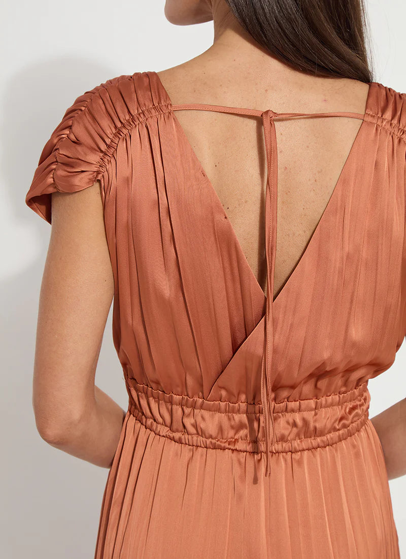 Dress--"Maite", Pleated, Polyester, Saffron (Lysse)