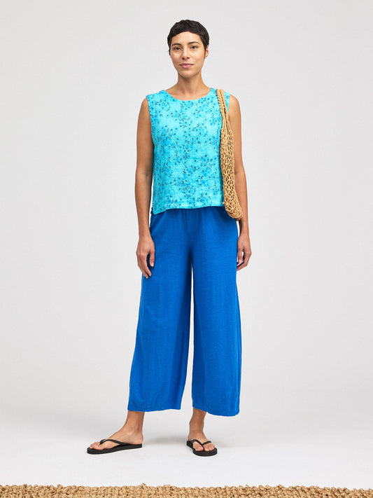 Top--Shell, Wide-Facing, Linen, Floral Print--Bellflower (Cut Loose)