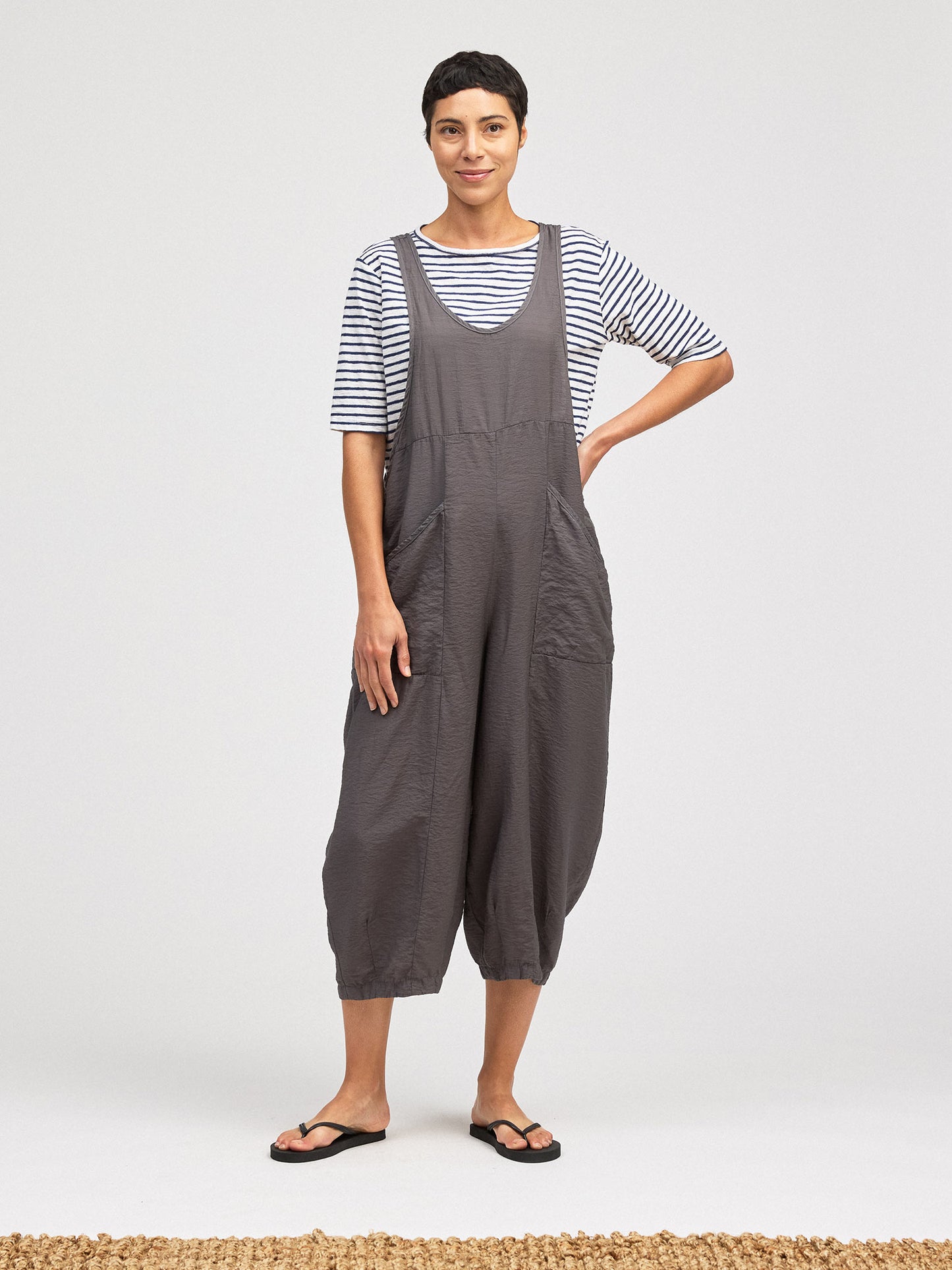 Top--Stripes, Elbow-Length, Cotton-Linen, 3 Colors (Cut Loose)
