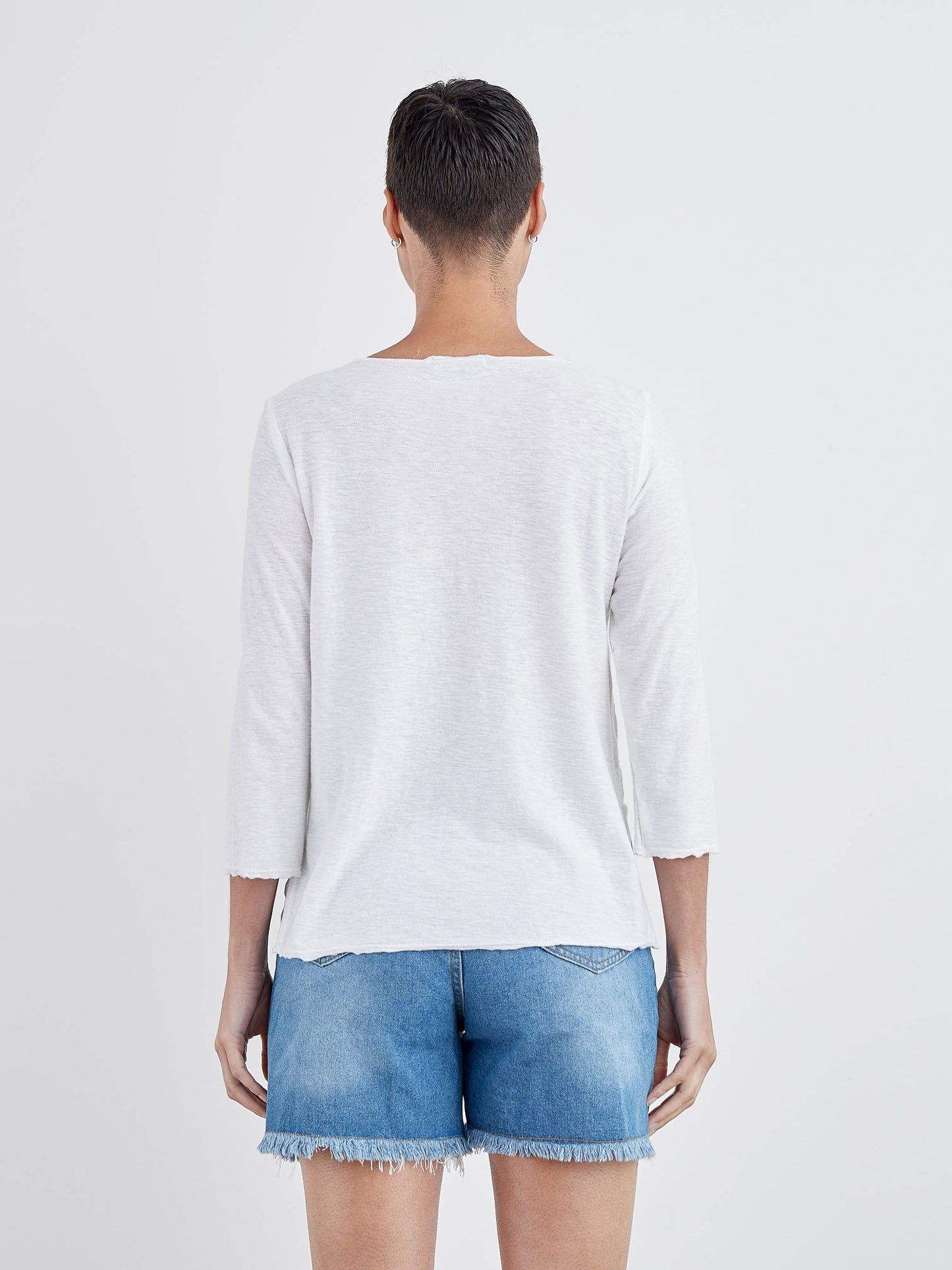 Top--Raw Edges, 3/4 Slv PLAIN, Linen-Linen, 3 Colors (Cut Loose)