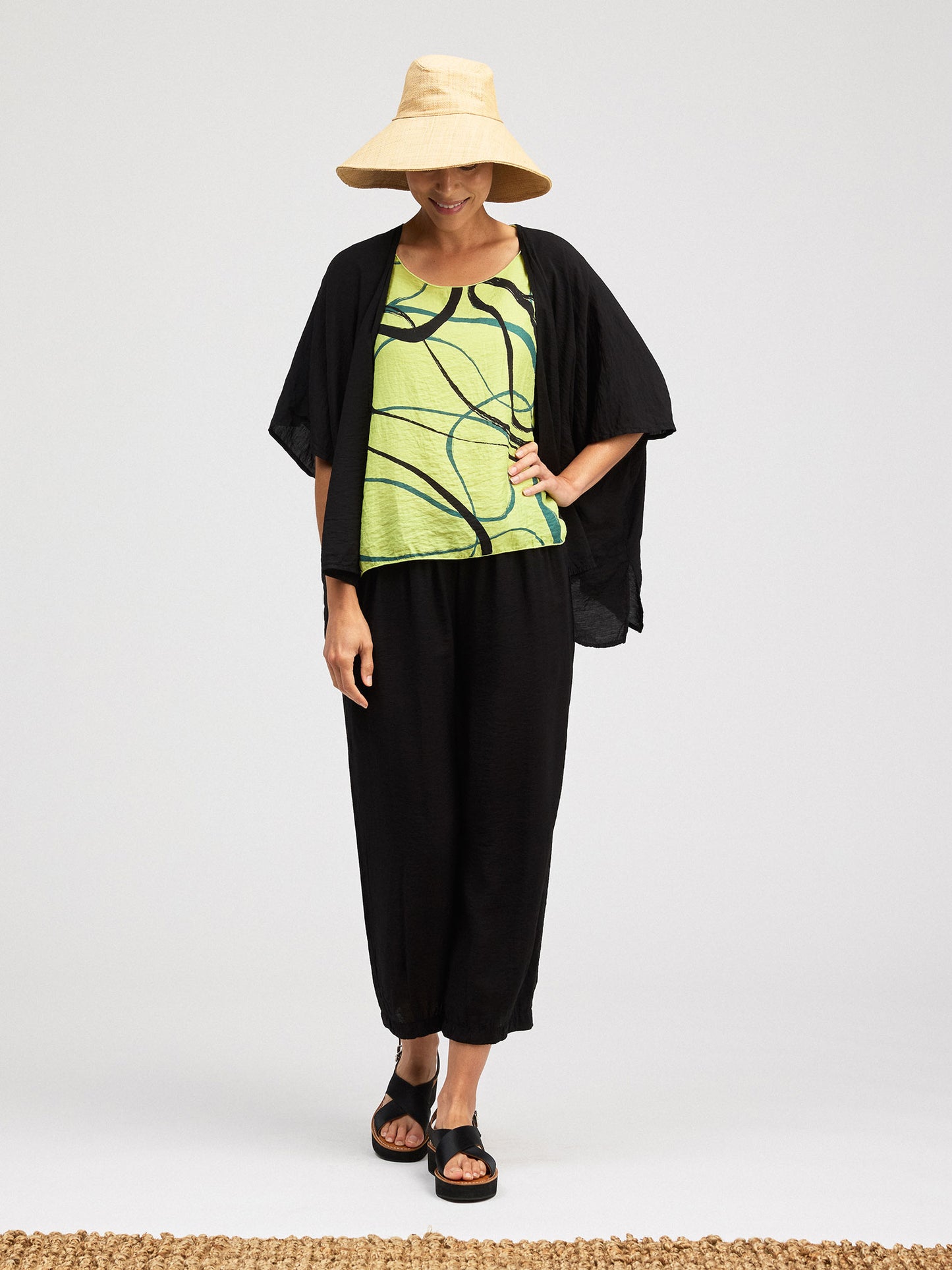 Cardi--"Shawl", One Size, Euphorbia OR Black (Cut Loose)