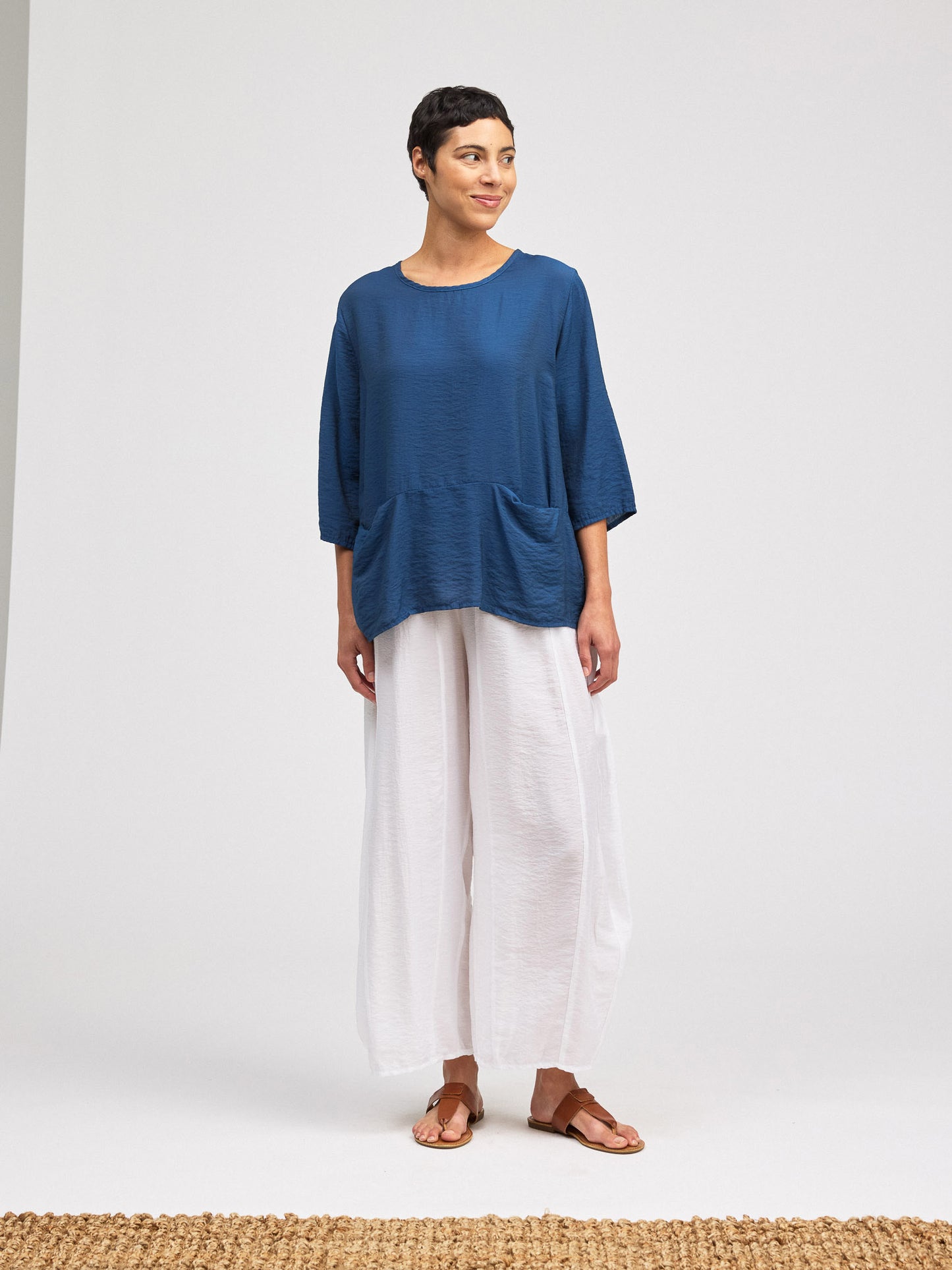 Top--"Pocket Pullover", 3/4 Slv, Atoll OR Overcast (Cut Loose)