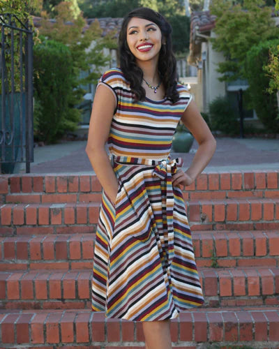 Dress--"Serene", Cotton Jersey Knit, "Colores" print (Effie's Heart)