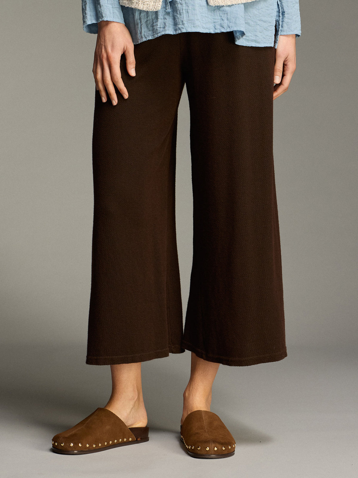 Pants--Wide leg, Cropped, Marled--Chocolate (Cut Loose)