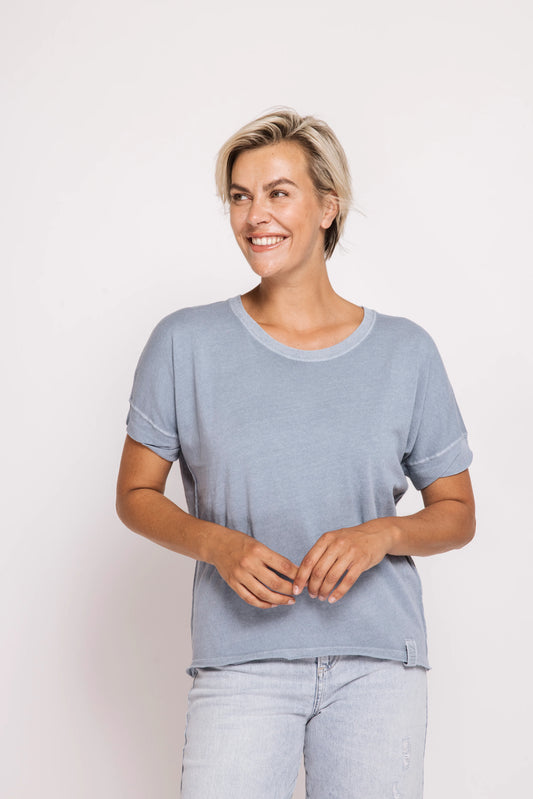 Shirt--"ZHrahel", Short Sleeved, Blue OR Taupe (Zhrill)